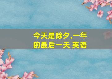 今天是除夕,一年的最后一天 英语